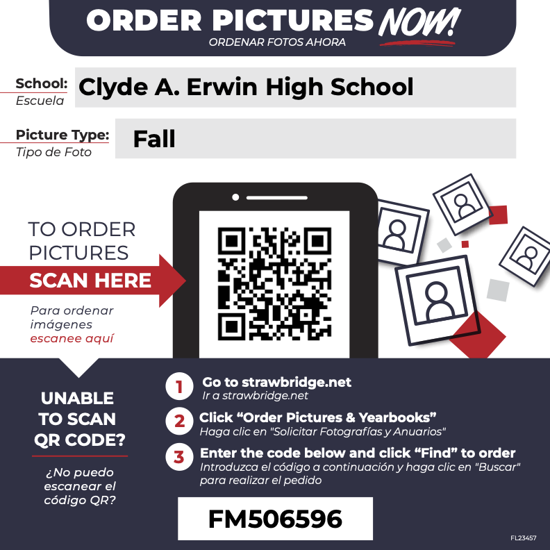 A flyer with a QR code to order pictures online