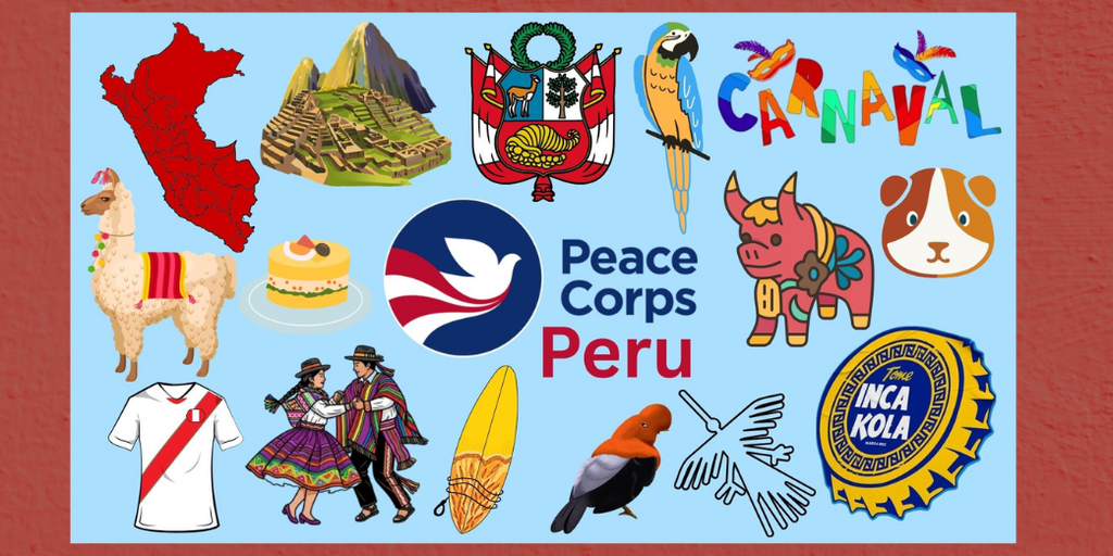 Peruvian graphics around text that reads "Peace Corps Peru"