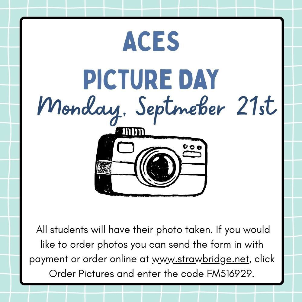 This is a flier telling families that picture day is Monday, September 21st.  They can send in their payment with their form or order online at www.strawbridge.net and click "order pictures". They will then enter the code FM516929.