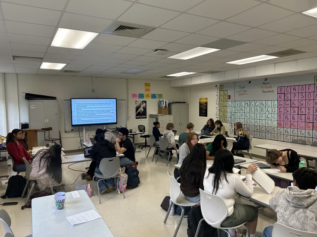 “Year 1 BCEC students present their Solar System Exploration projects to their classmates. Students profiled a solar system destination of their choosing before educating their peers on that destination.”