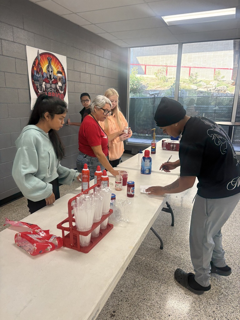 Students preparing to open their Warrior Grounds operation after lunches. 