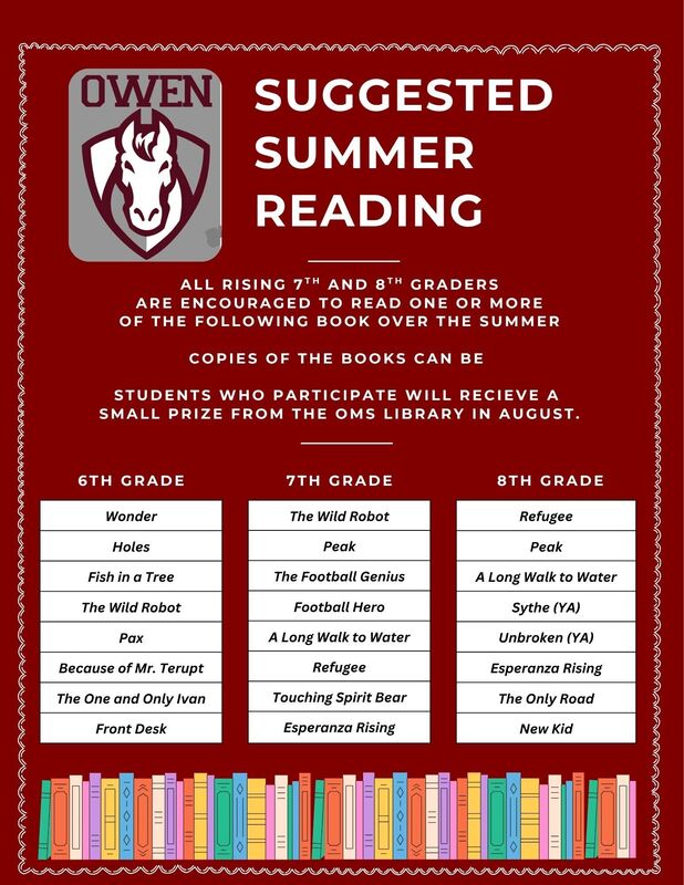 summer reading flier with recommended books and detail of book spines