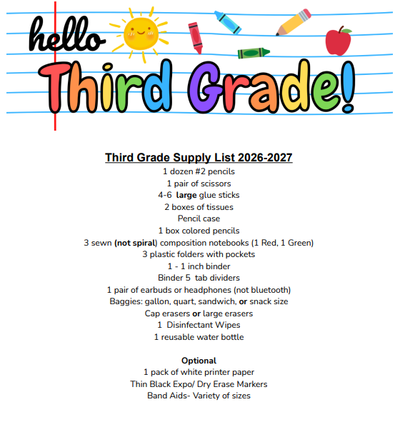 3rd grade list