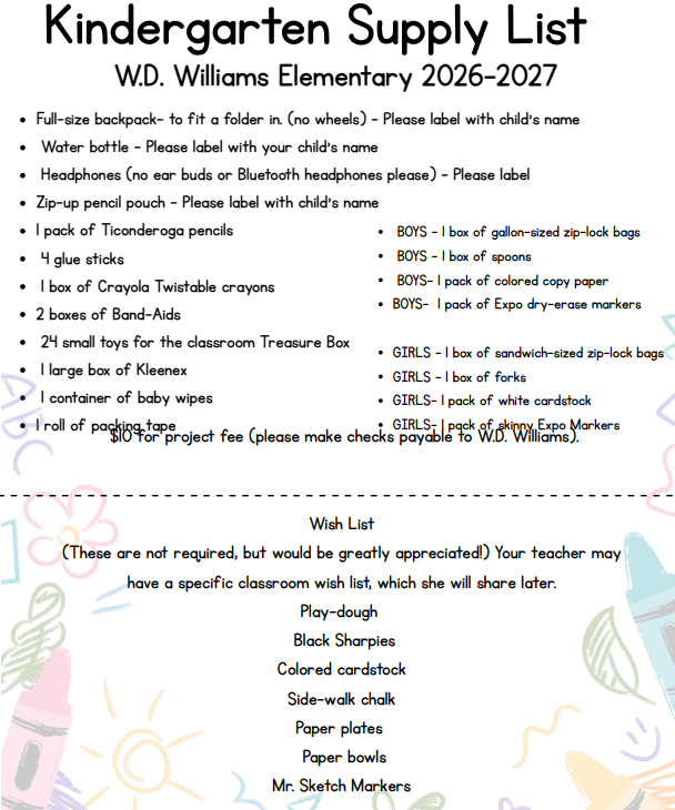 Kindergarten list