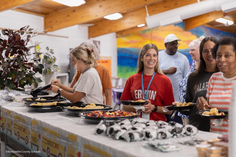 teachers getting breakfast