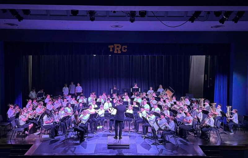 Koontz band on the T.C. Roberson Stage performing a concert.