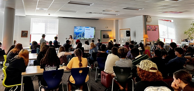 photo of students listening to peace corps presentation