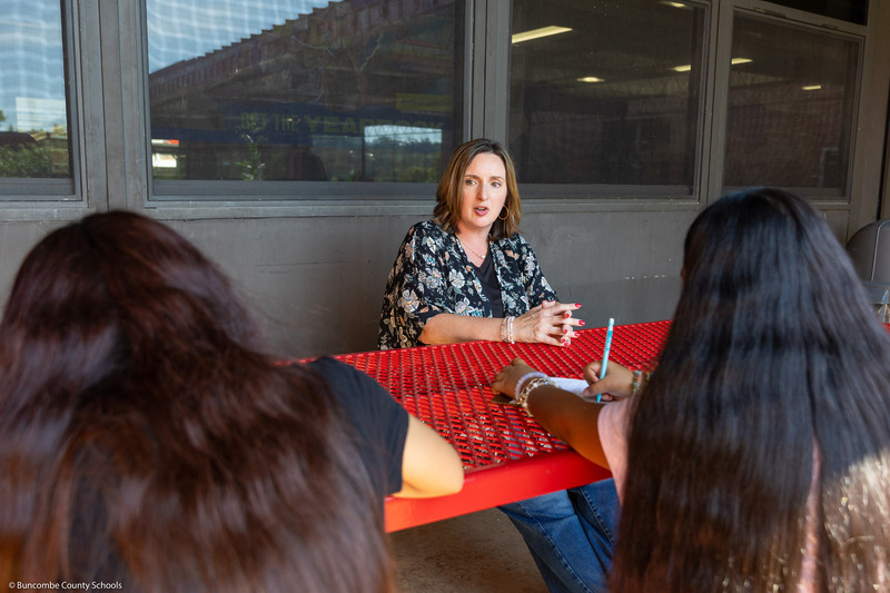 Ms. Bozeman answers questions from students.