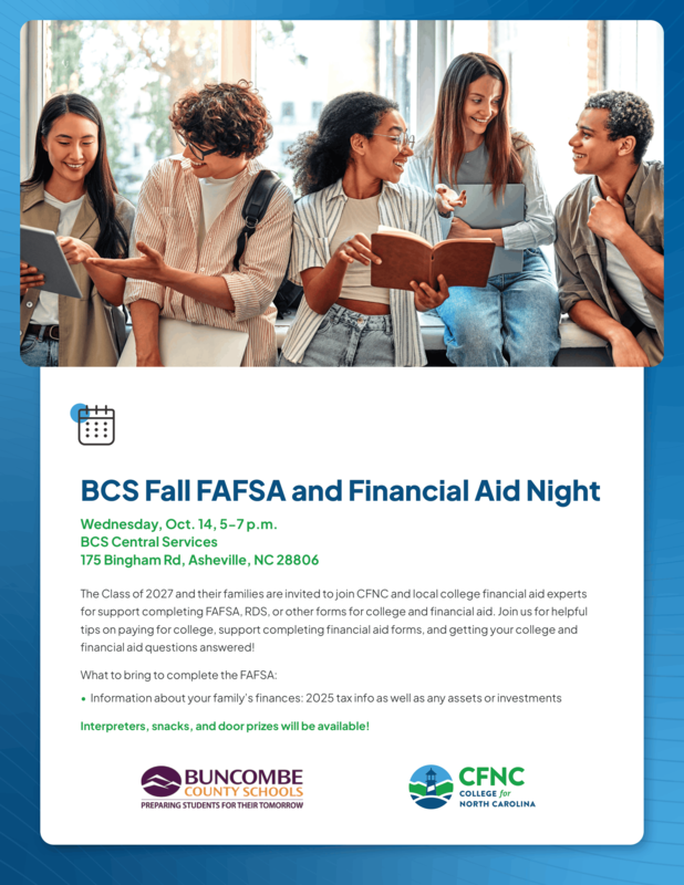 flyer for BCS Fall FAFSA night