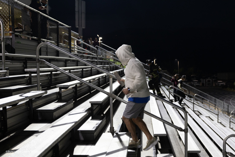 NBHS Principal Kevin Yontz running stairs