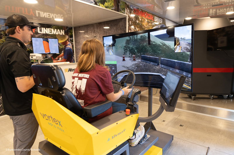 student on simulator