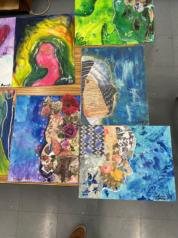 Final art projects that students painted. 