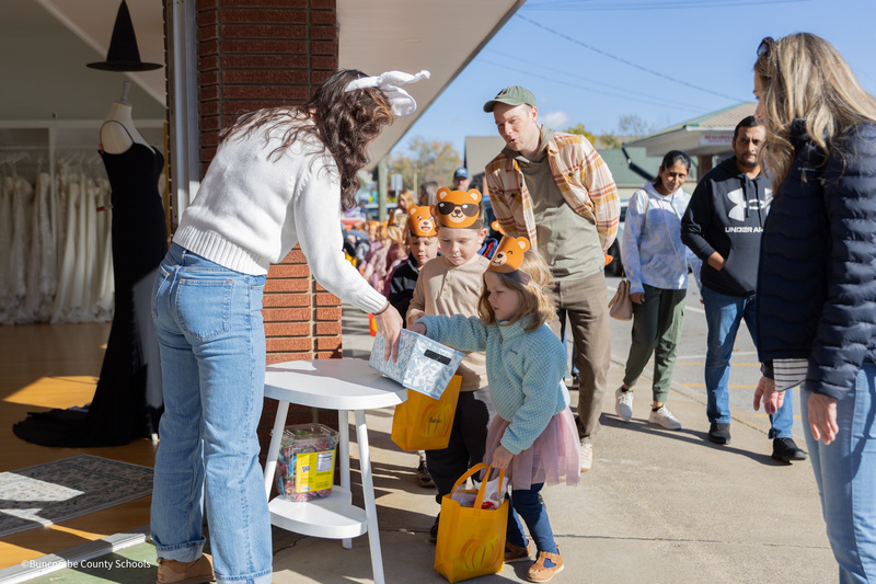 students getting candy