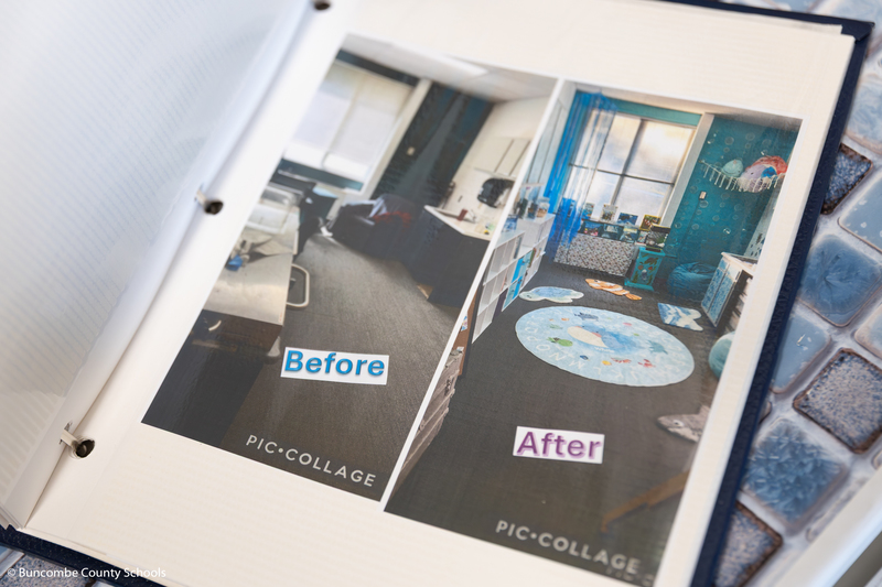 A before and after photo of the work that went into transforming the space for the baby Rams.