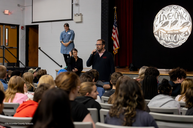Principal Honeycutt speaking to students