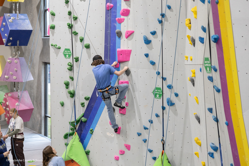 students climbing
