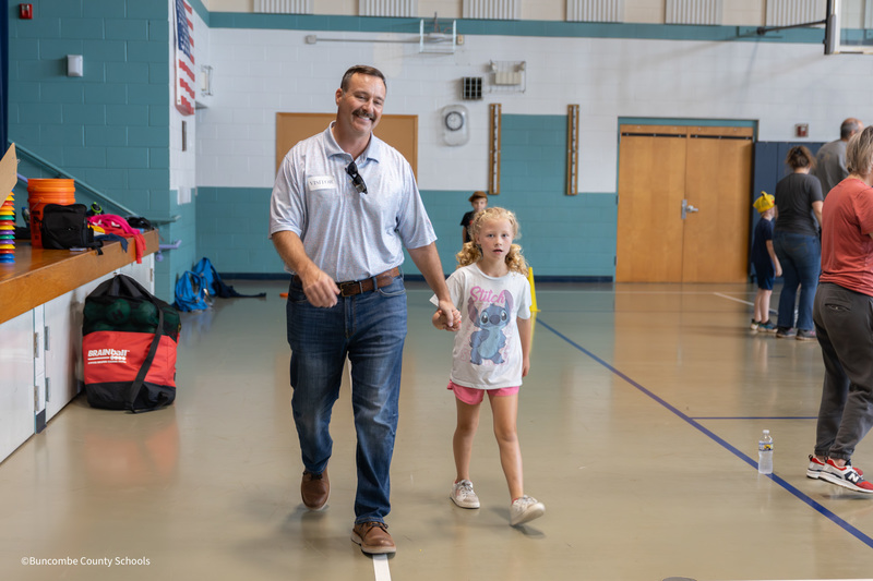 parent and student in P.E.