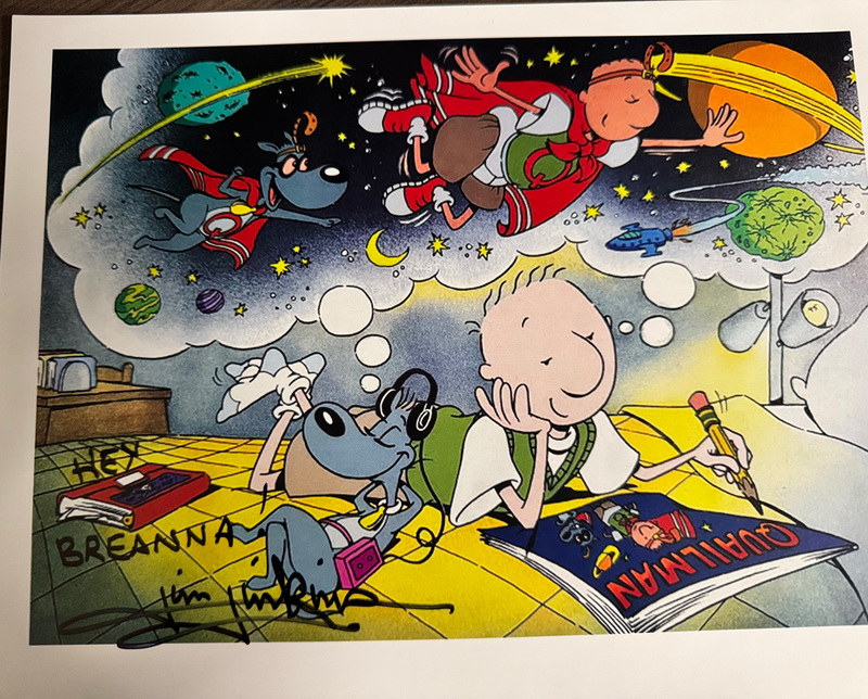 A copy of a cartoon drawing of the hit 1990's show Doug. 