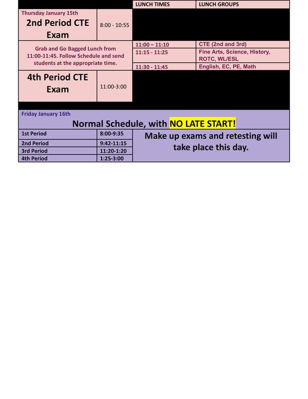 Chart explaining the fall 2025 exam schedule. 