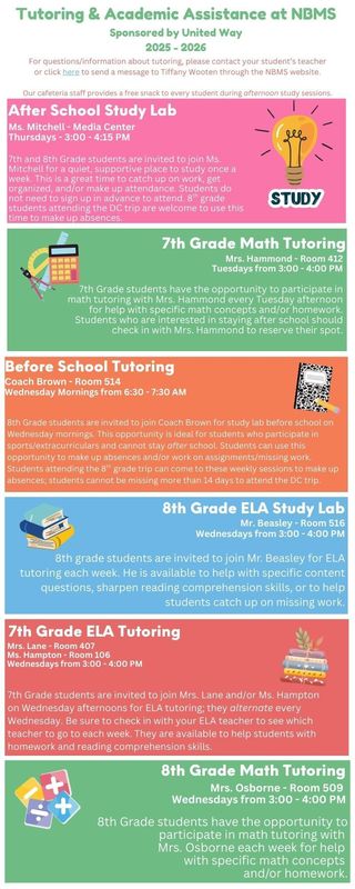 schedule for clubs and tutoring
