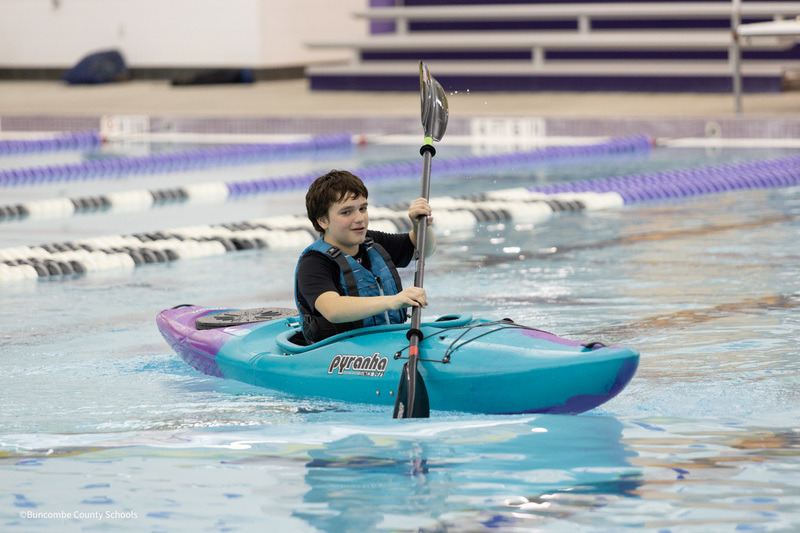 Student kayaking
