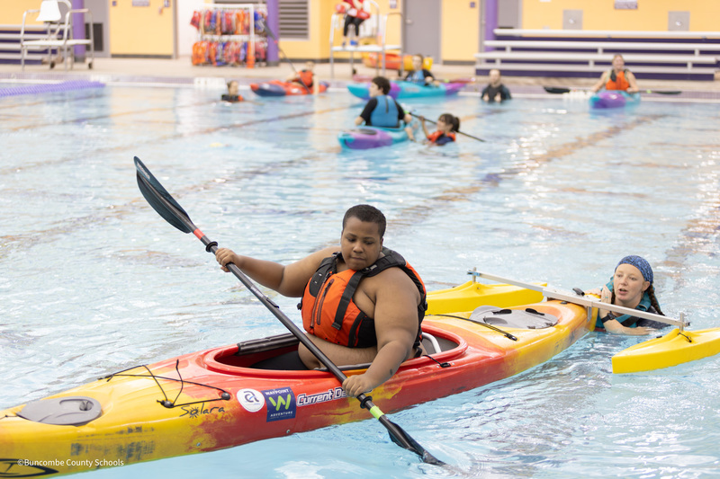 Student kayaking