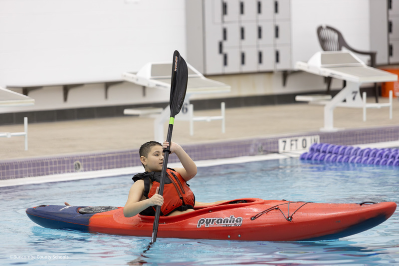 Student kayaking