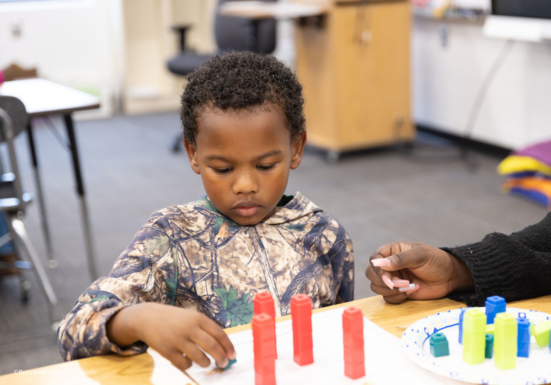 Student playing skyscrapers