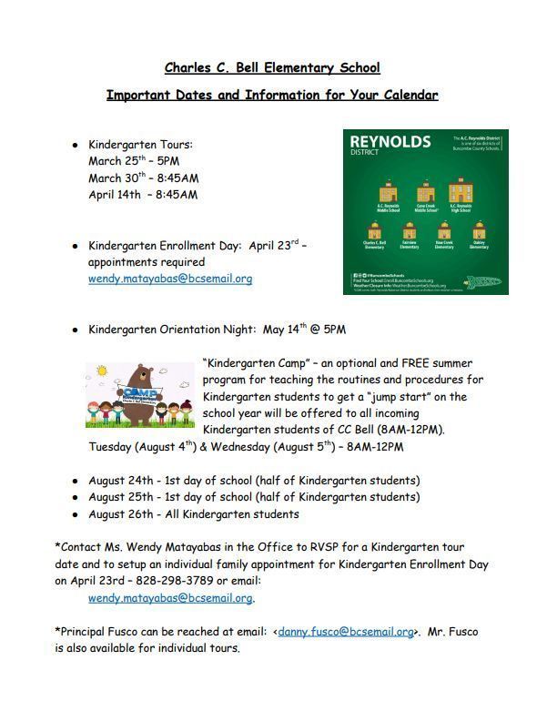 This is a flyer with information about the kindergarten for the 26-27 school year. All information written in the news article.