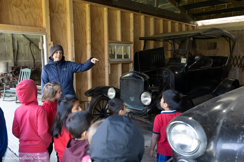 Students taking a look a 1924 Model T