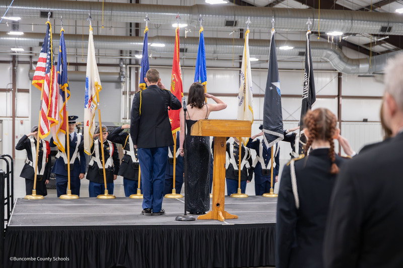 Students saluting the flag