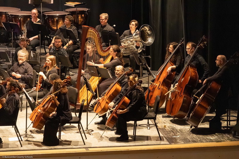 A harpist demonstrates her instrument.