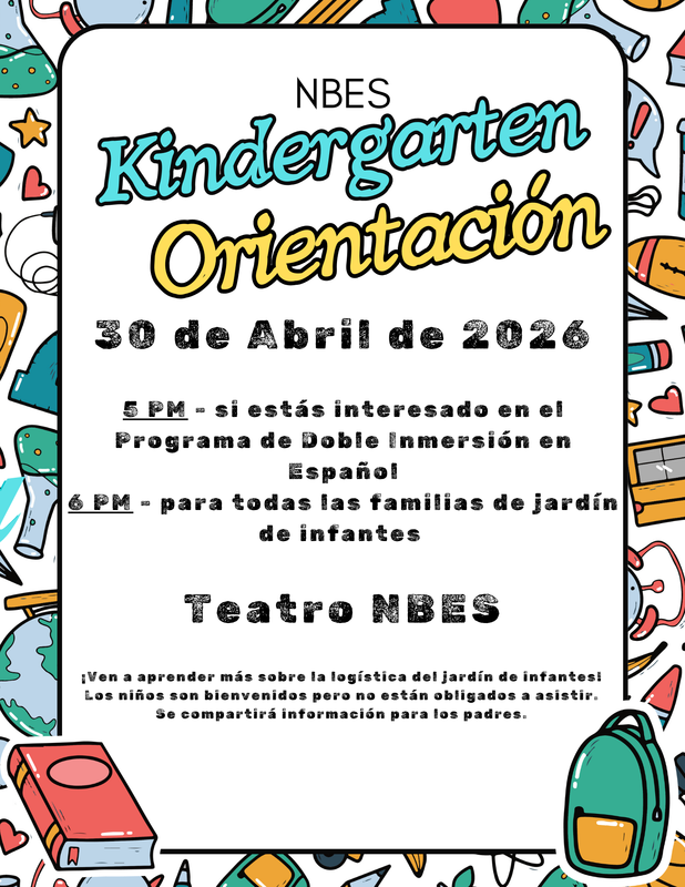 Kindergarten Orientation Night will be held on Thursday, April 30th! 