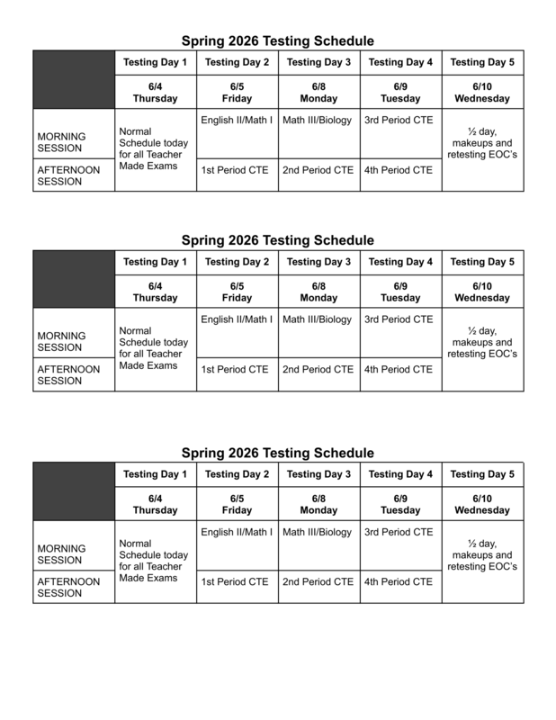 Spring 26 Exam Schedule