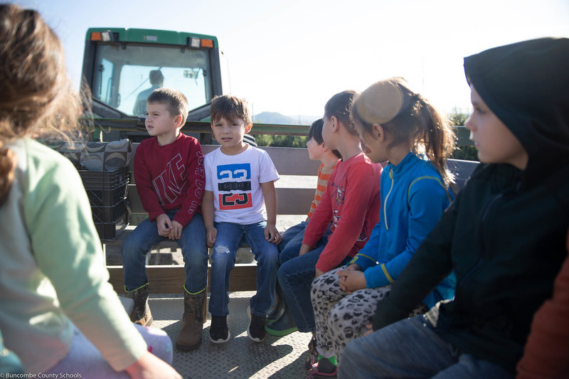 Students enjoying the hayride.