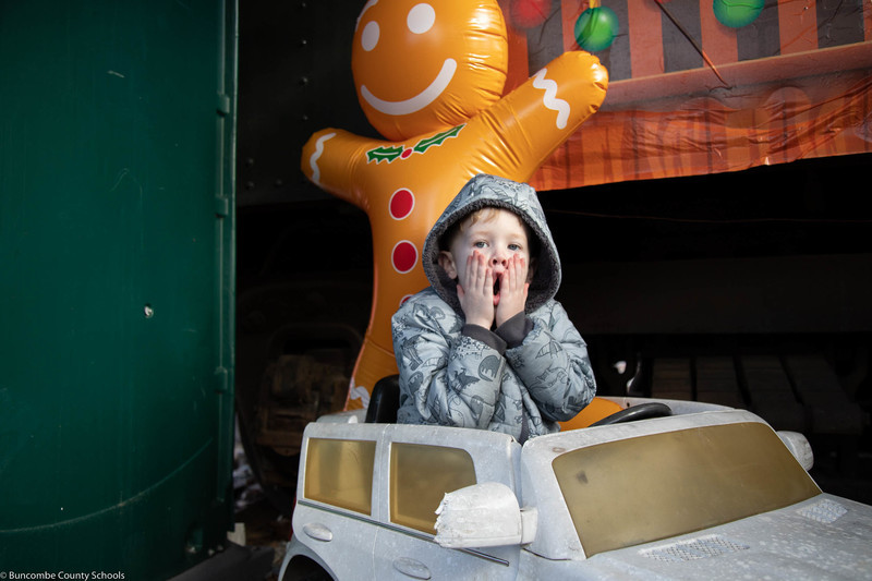 Student excited to be at the Craggy Mountain Line.