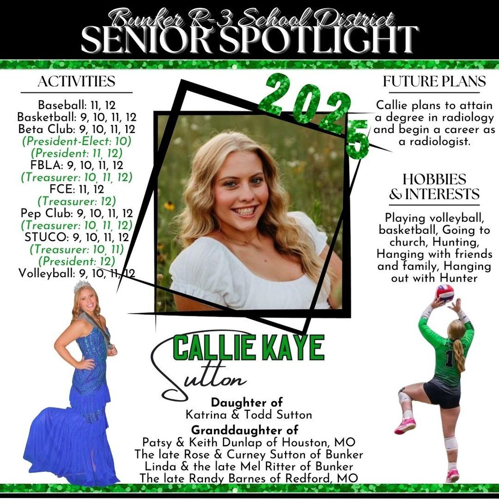 Bunker R-3 Senior Spotlight: Callie Sutton