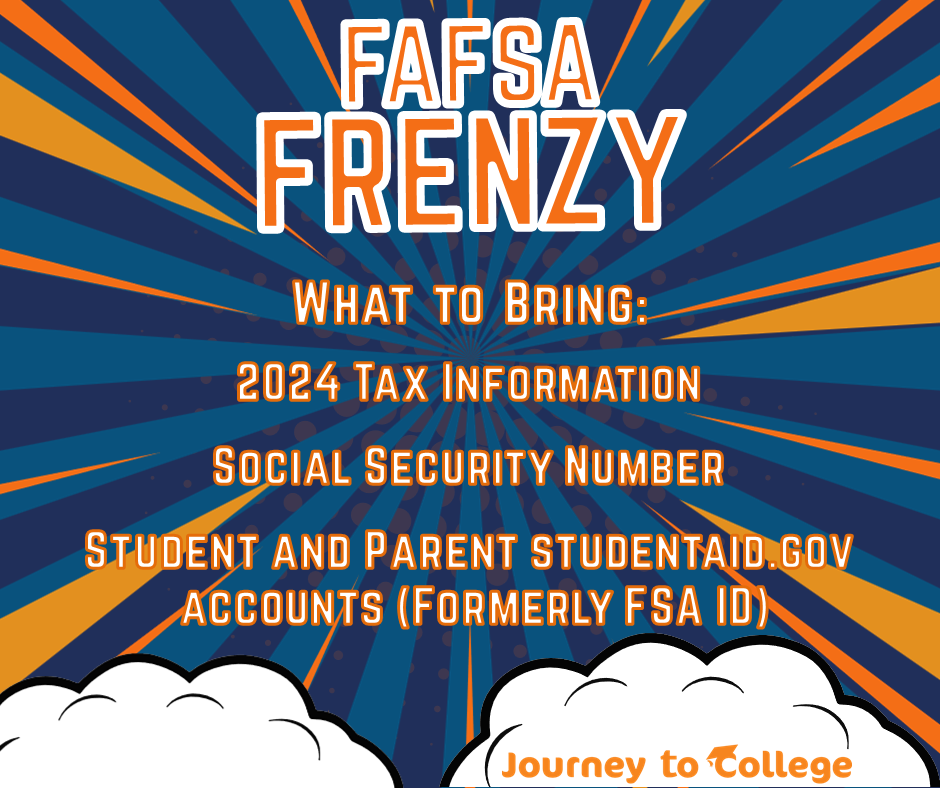 Senior Parents!! We will be hosting a FAFSA FRENZY night Nov.  5th from 5-7 p.m. in high school library.  Parents and students show up to be entered into the raffle drawing for some great prizes!!!!