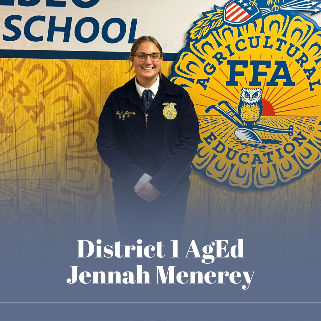 We’re proud of Jennah Menerey for competing in the District 1 AgEd Career Development Event on Wednesday! In this contest, students step into the role of an agriculture teacher — preparing and delivering a lesson, developing classroom plans, and demonstrating their passion for agricultural education. Jennah did an outstanding job representing BV FFA, and we can’t wait to see her continue to grow in this event next year as she works toward becoming a future ag teacher!