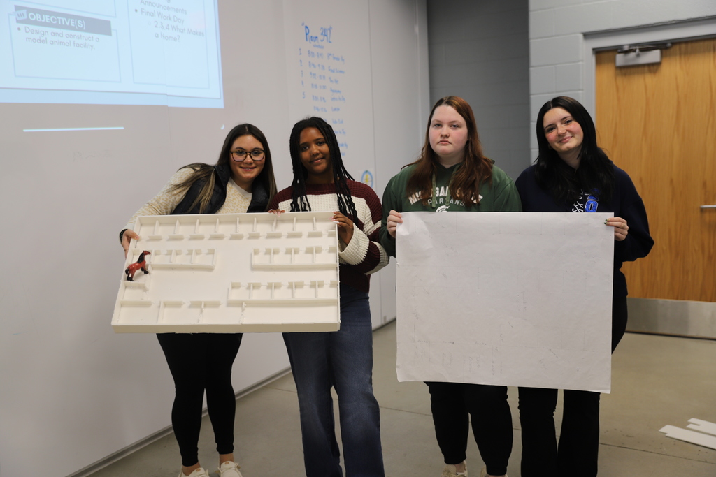 Pre-Vet students applied their animal care knowledge by designing and building facility models to provide shelter, feeding areas, and health care spaces for livestock. This hands-on project showcased their planning skills and understanding of animal needs in production systems.