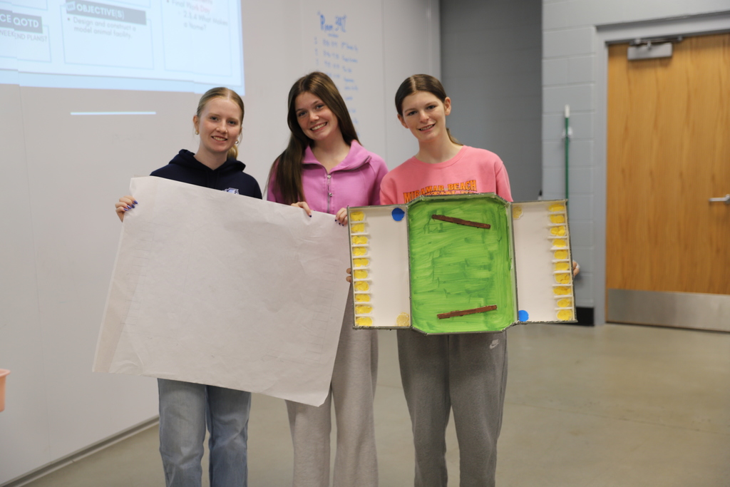 Pre-Vet students applied their animal care knowledge by designing and building facility models to provide shelter, feeding areas, and health care spaces for livestock. This hands-on project showcased their planning skills and understanding of animal needs in production systems.