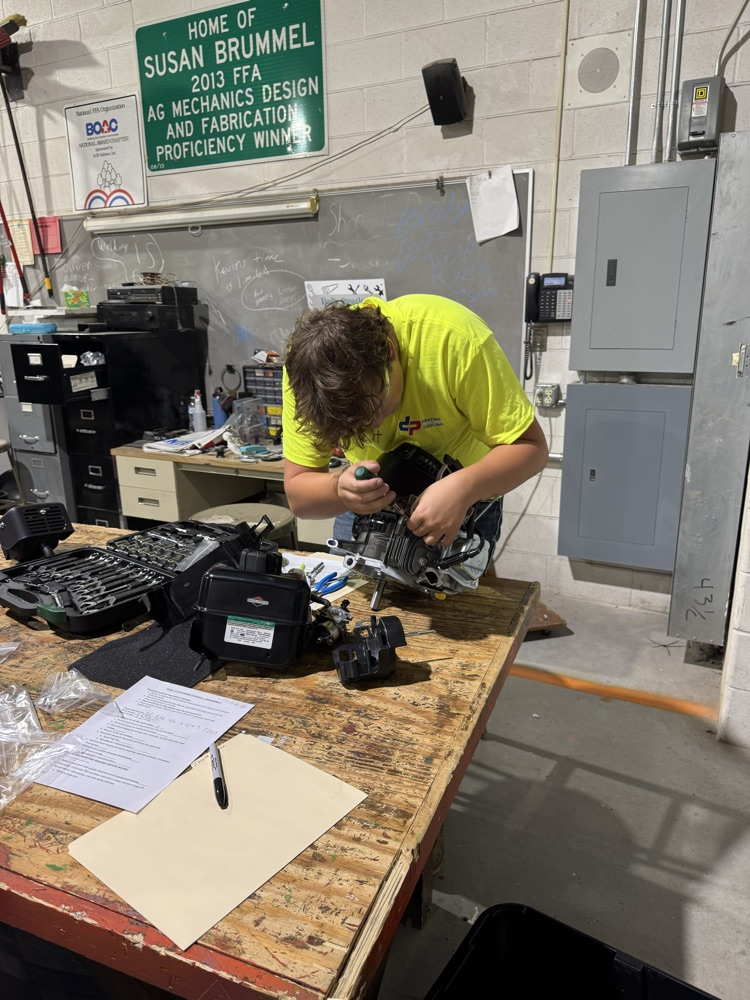 Ag Mech students have been spending the last few weeks learning about engines and how they work. They have torn apart small engines and will start rebuilding them next week! 