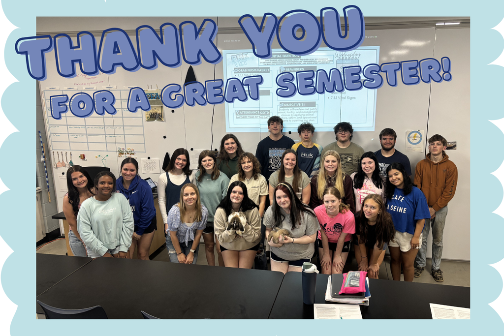 The Bureau Valley Ag Department said “see you later” to a very special part of our program today. Miss Merriman finished student teaching after a fantastic semester here at BV.  Throughout her time with us, Miss Merriman has built meaningful relationships with students, brought energy and enthusiasm into the classroom, and made a lasting impact on our program. She has touched the lives of so many students through her encouragement, patience, and passion for agriculture education.  Miss Merriman will graduate in May from Illinois State University and will be starting the ag program at Rock Falls this fall. We are excited to see all that she will accomplish in her own classroom.  We are grateful for the time, effort, and heart she poured into Bureau Valley. She will be greatly missed.