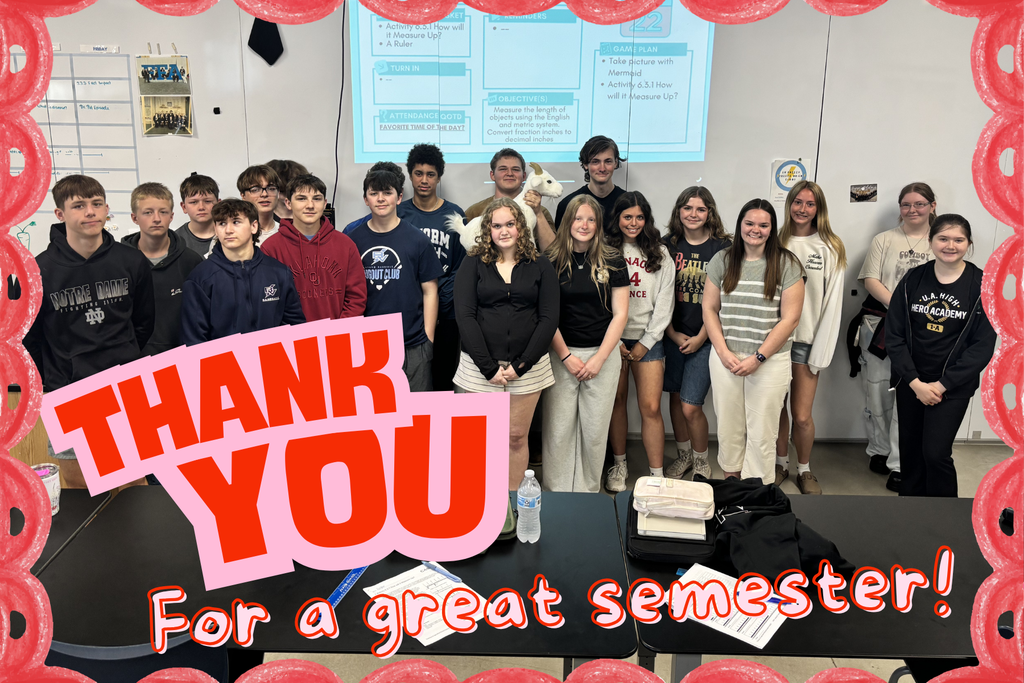 The Bureau Valley Ag Department said “see you later” to a very special part of our program today. Miss Merriman finished student teaching after a fantastic semester here at BV.  Throughout her time with us, Miss Merriman has built meaningful relationships with students, brought energy and enthusiasm into the classroom, and made a lasting impact on our program. She has touched the lives of so many students through her encouragement, patience, and passion for agriculture education.  Miss Merriman will graduate in May from Illinois State University and will be starting the ag program at Rock Falls this fall. We are excited to see all that she will accomplish in her own classroom.  We are grateful for the time, effort, and heart she poured into Bureau Valley. She will be greatly missed.