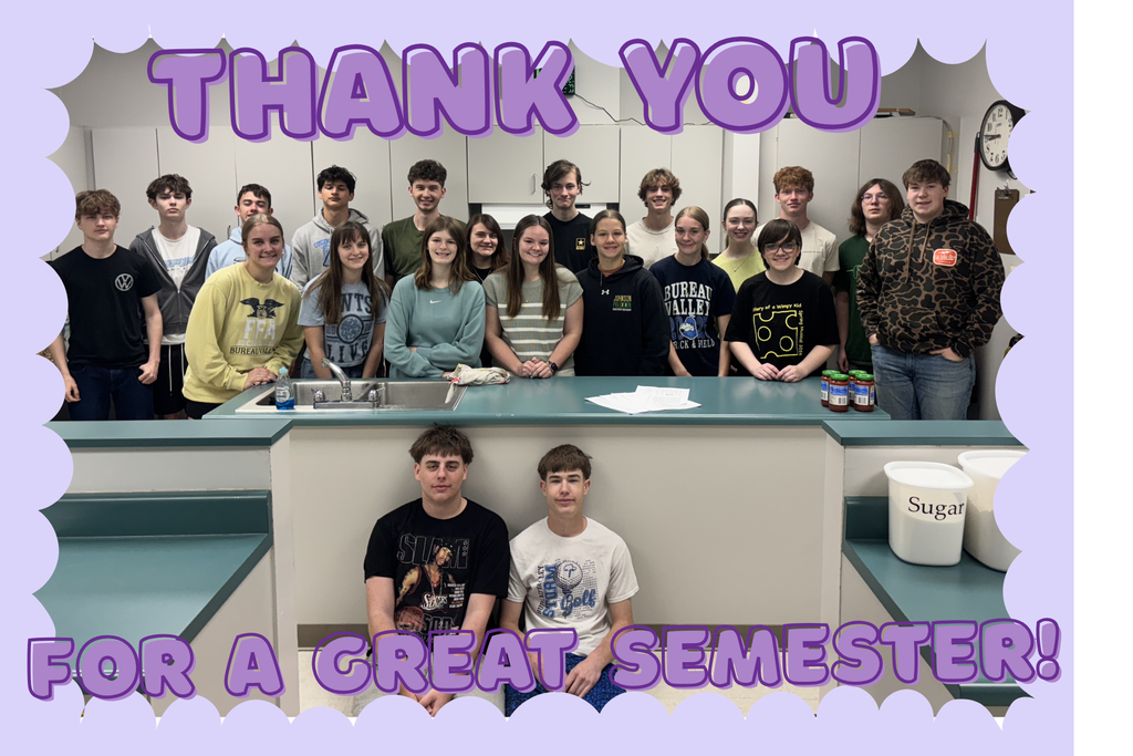 The Bureau Valley Ag Department said “see you later” to a very special part of our program today. Miss Merriman finished student teaching after a fantastic semester here at BV.  Throughout her time with us, Miss Merriman has built meaningful relationships with students, brought energy and enthusiasm into the classroom, and made a lasting impact on our program. She has touched the lives of so many students through her encouragement, patience, and passion for agriculture education.  Miss Merriman will graduate in May from Illinois State University and will be starting the ag program at Rock Falls this fall. We are excited to see all that she will accomplish in her own classroom.  We are grateful for the time, effort, and heart she poured into Bureau Valley. She will be greatly missed.