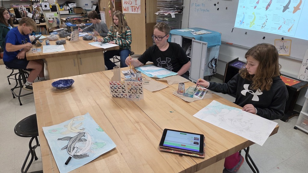 Table 2, 5K painting their koi and pond.