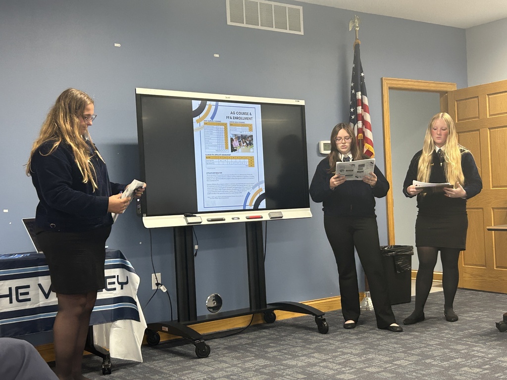 Last night, our FFA Officers had the opportunity to present the Bureau Valley FFA Annual Report to the Bureau Valley Board of Education. We appreciate the chance to share the accomplishments, growth, and impact of our chapter over the past year. Thank you to the Board for your continued support of agricultural education and FFA!  Check out the Annual Report using this link --> https://canva.link/6z27ewrhmr6y3yc