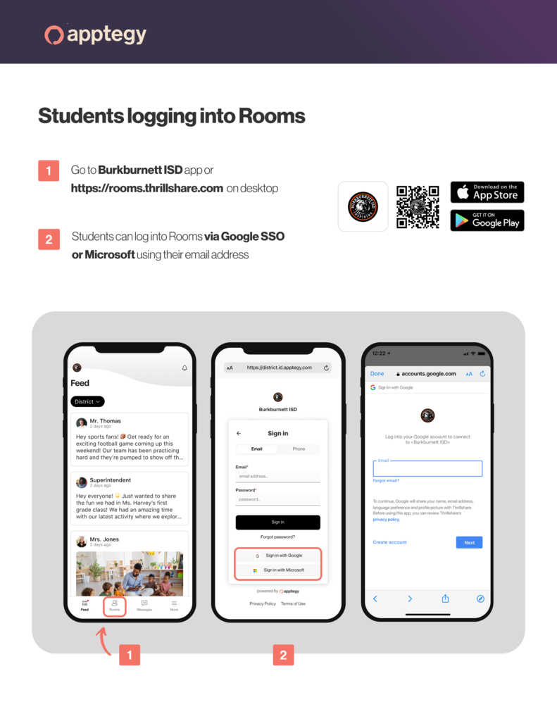 Student Log in instructions
