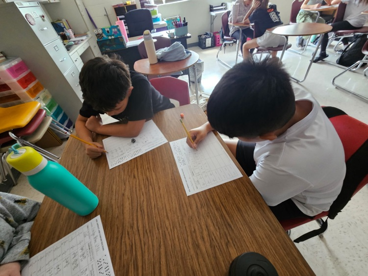 students working at desk