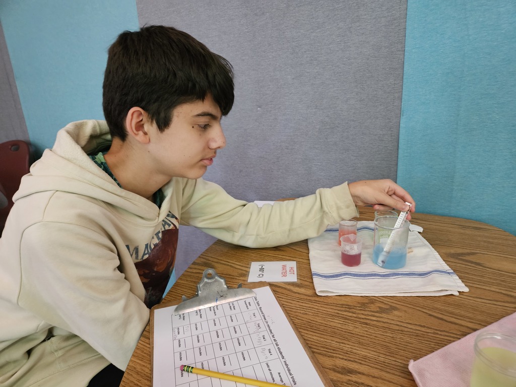 Students test the Rate of Dissolution by dissolving fruit flavored candy in various temperatures of water and charting the results